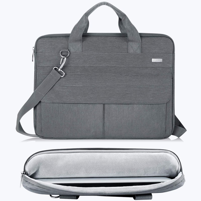 LANDICI Laptop Bag Case 17 17.3 inch, Waterproof Computer Sleeve Cover Compatible with MacBook 17, 17-18 inch HP Acer Dell Lenovo ASUS Laptop, Slim Briefcase with Shoulder Strap, Grey - Image 2